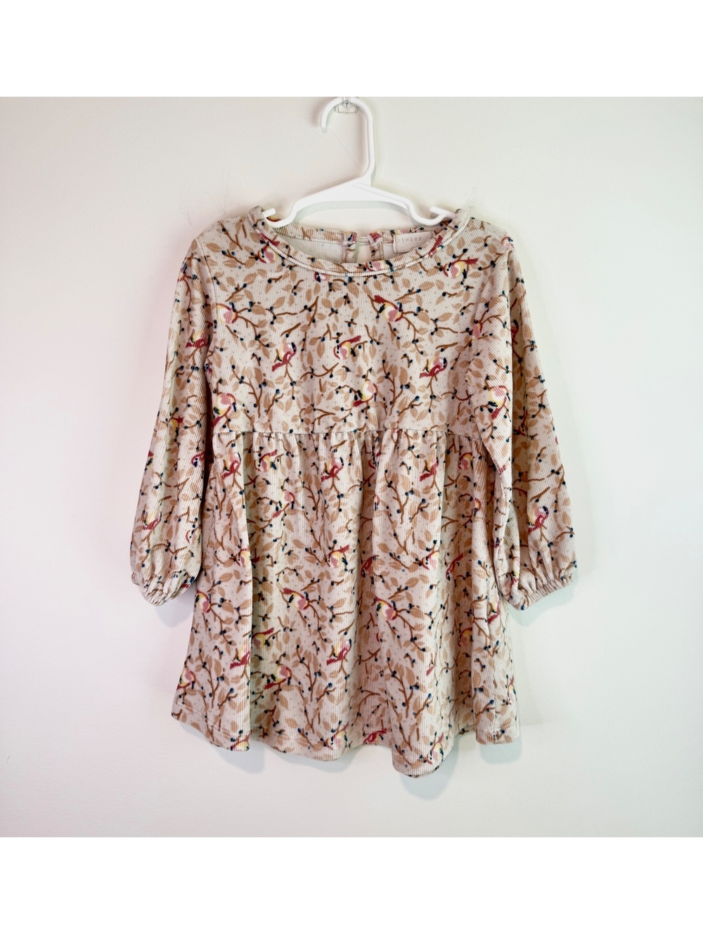 Btween Baby Beige Floral Corduroy Dress Size 24 Months